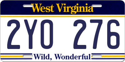 WV license plate 2YO276