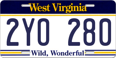 WV license plate 2YO280