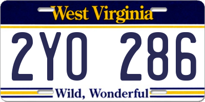 WV license plate 2YO286