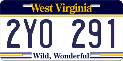 WV license plate 2YO291