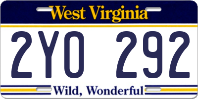 WV license plate 2YO292