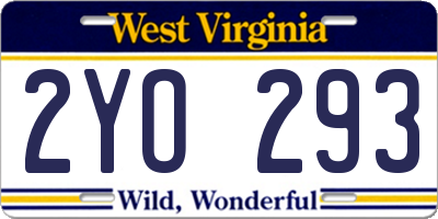 WV license plate 2YO293