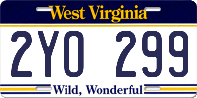 WV license plate 2YO299
