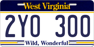 WV license plate 2YO300