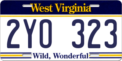 WV license plate 2YO323