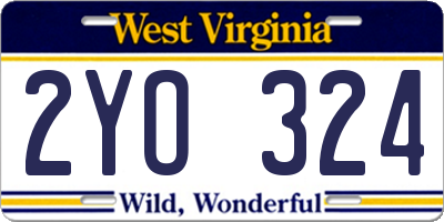 WV license plate 2YO324
