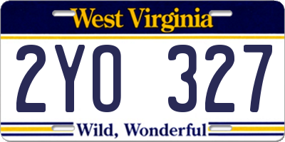 WV license plate 2YO327