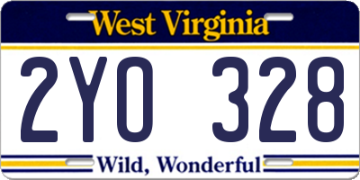 WV license plate 2YO328