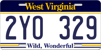 WV license plate 2YO329