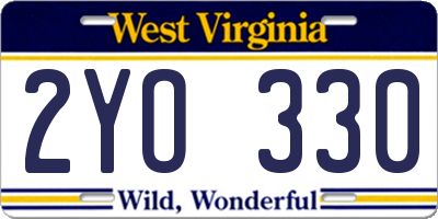 WV license plate 2YO330