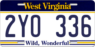 WV license plate 2YO336