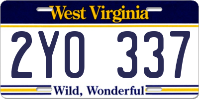 WV license plate 2YO337