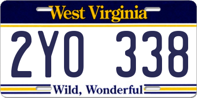 WV license plate 2YO338