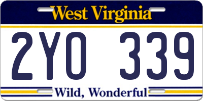 WV license plate 2YO339