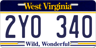 WV license plate 2YO340