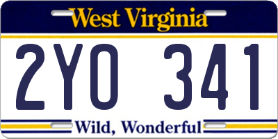 WV license plate 2YO341