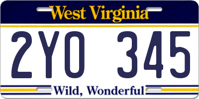 WV license plate 2YO345