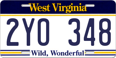 WV license plate 2YO348