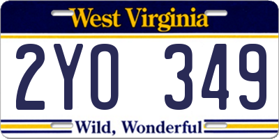 WV license plate 2YO349