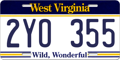 WV license plate 2YO355