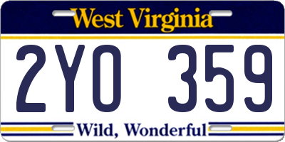 WV license plate 2YO359