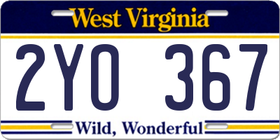 WV license plate 2YO367