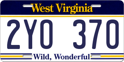 WV license plate 2YO370