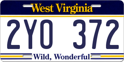 WV license plate 2YO372