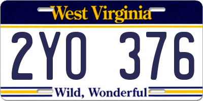 WV license plate 2YO376
