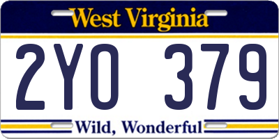 WV license plate 2YO379