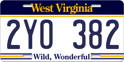 WV license plate 2YO382