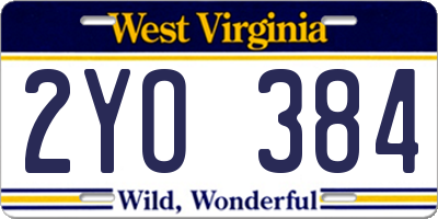 WV license plate 2YO384
