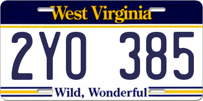 WV license plate 2YO385