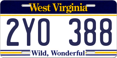 WV license plate 2YO388