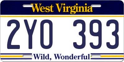 WV license plate 2YO393