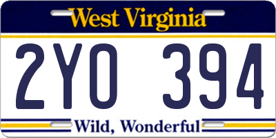 WV license plate 2YO394