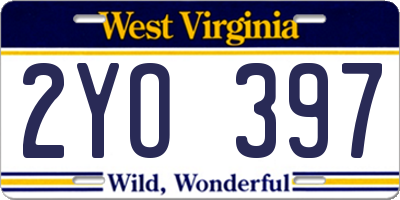 WV license plate 2YO397