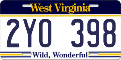 WV license plate 2YO398