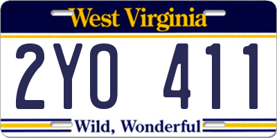 WV license plate 2YO411