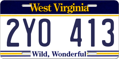 WV license plate 2YO413
