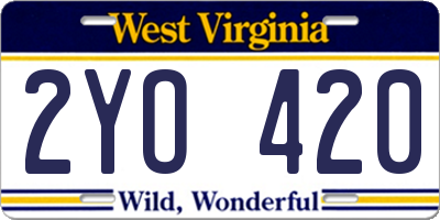WV license plate 2YO420