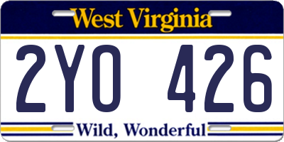WV license plate 2YO426