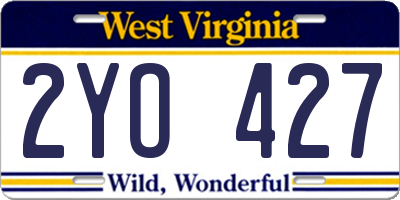 WV license plate 2YO427