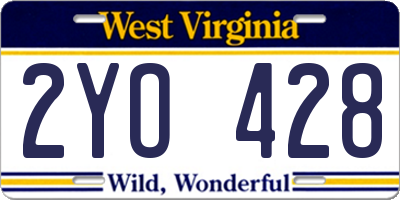 WV license plate 2YO428