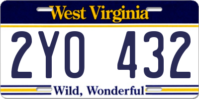 WV license plate 2YO432