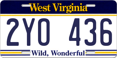 WV license plate 2YO436