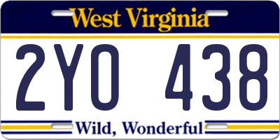 WV license plate 2YO438