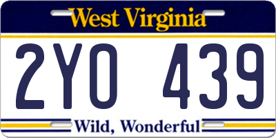 WV license plate 2YO439