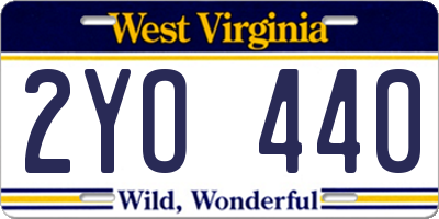 WV license plate 2YO440