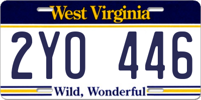 WV license plate 2YO446